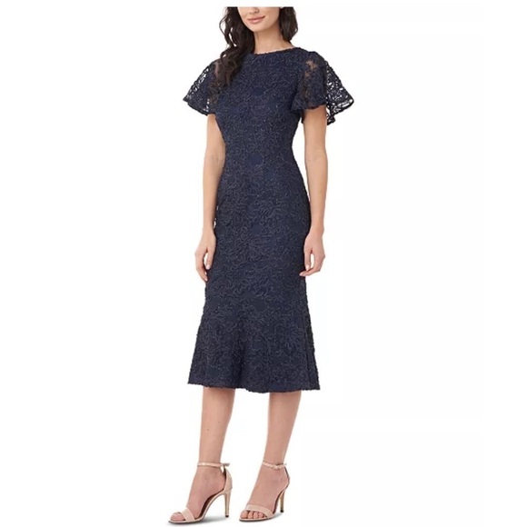 JS Collections Embellished Lace Flounce Dress - Picture 1 of 11